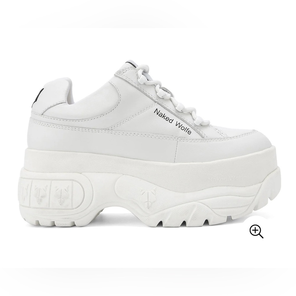 NAKED WOLFE SPORTY WHITE LEATHER SNEAKER WORN